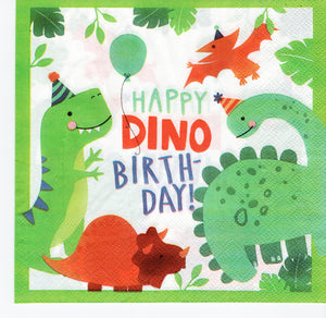 Servetele Decorative de Petrecere Party Happy Dinozaur Birthday Aniversari Copii Petrecere 10 buc 33x33 cm Dinozauri Baieti