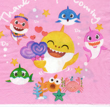 Încărcați imaginea în Galerie, Servetele Decorative de Petrecere Party Pink Baby Shark Thank you for Coming Bebe Rechin Roz de Aniversari Copii Set 10 buc 33x33 cm Fetite