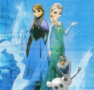 Servetele Decorative de Petrecere Party Frozen Happy Ana Elsa si Olaf de Aniversari Copii Set 10 buc 33x33 cm de Masa