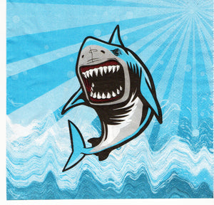 Servetele Decorative de Masa pentru Petrecere Party Blue Great Shark Aniversari Copii Set 10 buc 33x33 cm Baieti