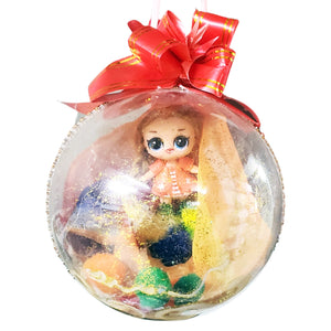 Glob de Craciun Brad Pom pentru Copii cu Figurina Disney Papusile LOL Surprise Orange-Portocaliu 14 cm Ornament