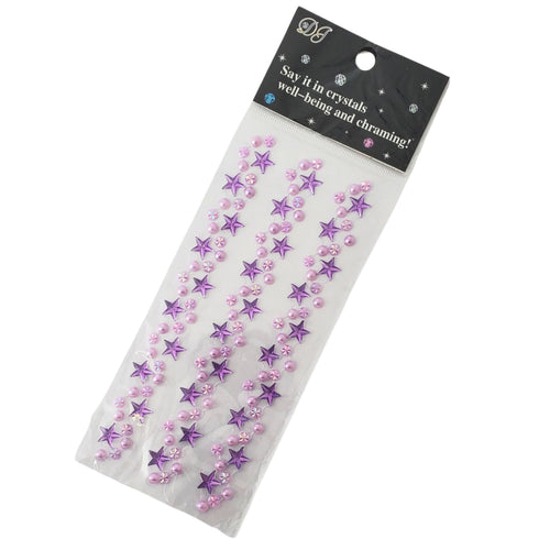 Margele Adezive Autocolante de Lipit Hobby Cristale cu Strasuri Perle si Stelute Mov Sticker