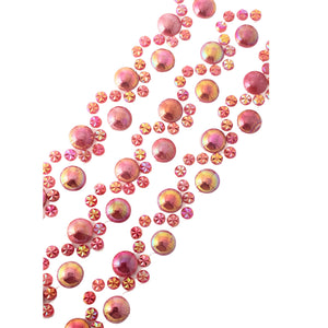 Margele Adezive Autocolante de Lipit Hobby Cristale cu Strasuri Perle Rosii Rotunde Sticker irizante stalucitoare