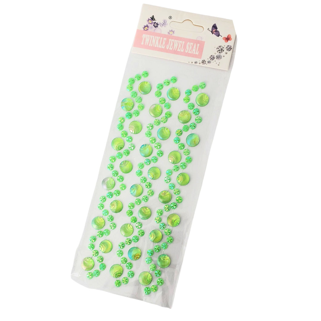 Margele Adezive Autocolante de Lipit Hobby Cristale cu Strasuri Rotunde Verde Irizant Sticker