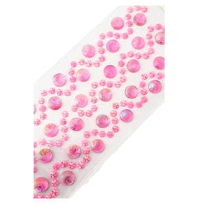 Margele Adezive Autocolante de Lipit Hobby Cristale cu Strasuri Perle Roz Irizante Rotunde Sticker Handmade