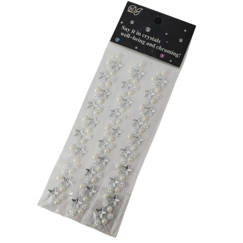 Margele Adezive Autocolante de Lipit Hobby Cristale cu Strasuri Perle si Stelute Albe Sticker