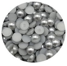 Încărcați imaginea în Galerie, Perle Decorative Jumatati Margele de Lipit Cabochon Peach Gri Argintiu 12 mm Diametru Set de 50 buc Silver