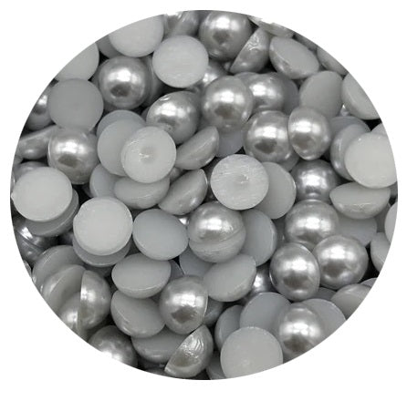 Perle Decorative Jumatati Margele de Lipit Cabochon Peach Gri Argintiu 12 mm Diametru Set de 50 buc Silver