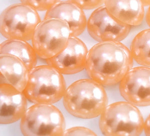 Perle Decorative Jumatati Margele de Lipit Cabochon Peach Roz-Crem Piersica 12 mm Diametru Set de 50 buc Hobby
