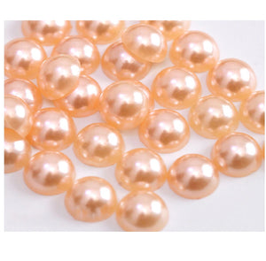 Perle Decorative Jumatati Margele de Lipit Cabochon Peach Roz-Crem Piersica 12 mm Diametru Set de 50 buc Craft