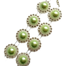 Încărcați imaginea în Galerie, Sirag Perle Imitatie Banda Decorative Jumatati Margele cu Strasuri Cabochon Verde Fistic 20 mm 10 buc