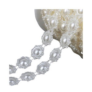 Sirag Perle Imitatie Banda Decorativa Jumatati Margele Butoni Perla de Lipit Cusut Alb Crem 16 mm