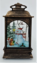 Încărcați imaginea în Galerie, Decoratiune cu Led de Craciun Felinar Omul de zapada si iepurasul  bronz