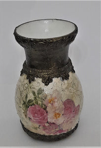 Vaza de Flori Sticla Trandafiri Roz Albi Baroc