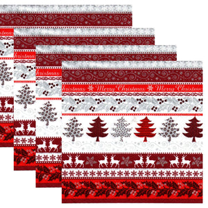 Servetele Decorative de Masa Craciun cu Colaj de Iarna Pachet 20 Buc Red Merry Christmas 33x33 cm Rosu 33x33 cm Brazi reni