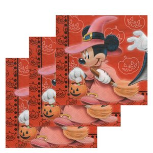 Servetele Decorative de Masa cu Globuri de Halloween Pachet 10 Buc Mickey si Minnie Mouse Sarbatoresc 33x33 cm Dovleci Disney