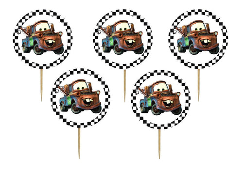 Set 16 buc Scobitori Cupcake Toppers Candy Bar Muffin Cars Bucsa Tow Matter