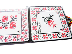 Set 4 Suporturi Pahare Coasters Motive Traditionale Ii Camasa Taraneasca Brodata