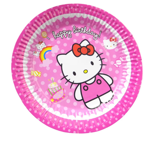 Farfurii din Carton Disney de Petrecere Party Copii Set 10 buc Disney Pisicuta Hello Kitty Pink Happy Birthday Unica Folosinta