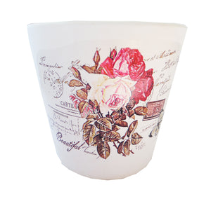 Ghiveci Flori din Ceramica Trandafir Galben-Roz pe Carte Postala 8.50 cm
