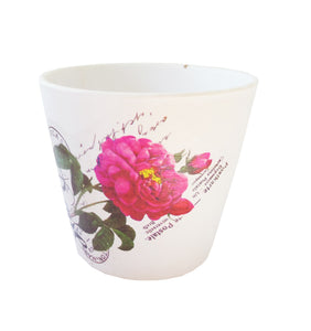 Ghiveci Flori din Ceramica Carte Postala cu Trandafir Salbatic Fuchsia 8.50 cm