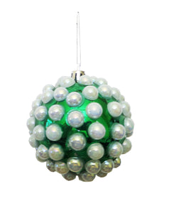 Glob de Craciun cu Perle Albe pentru Brad Pom Verde de 8 cm