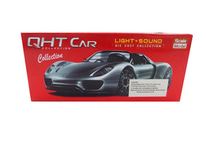 Jucarie Masina Metalica in Cutie Cadou QHT Car Porsche cu Sunet Lumina