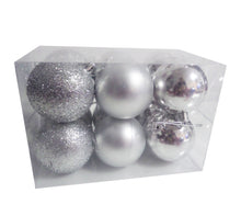 Încărcați imaginea în Galerie, Set Globuri de Craciun Uniculoare Silver Argintii Gri Glitter Ornamente de Brad Pom 5.50 cm