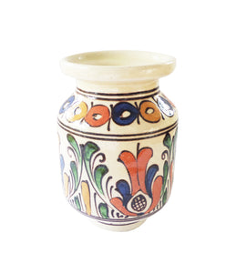 Vaza cu Motive Traditionale Taranesti Romanesti Populare Ceramica de Corund Multicolora Floare de Lotus 12 cm