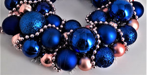 Coronita Advent de Masa Agatat Usa Craciun Albastru cu Roz 25 cm