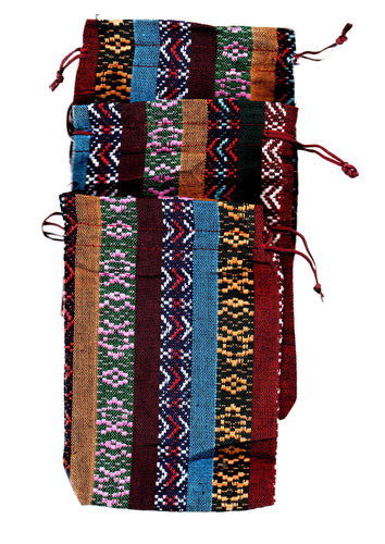 Saculet din Textil Motive Traditionale Taranesti Populare Visiniu-Galben 17 cm vertical