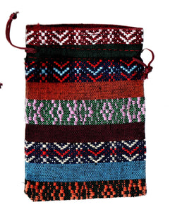 Saculet din Textil Motive Traditionale Taranesti Populare Visiniu-Galben 14 cm orizontal