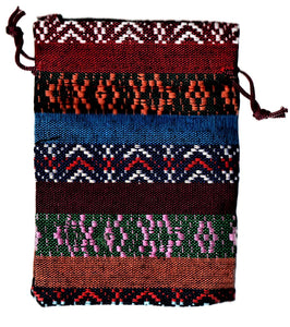 Saculet din Textil Motive Traditionale Taranesti Populare Visiniu-Galben 14 cm orizontal