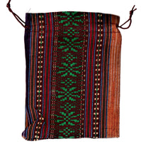 Încărcați imaginea în Galerie, Saculet din Textil Motive Traditionale Taranesti Populare Mov, Visiniu, Portocaliu 17 cm vertical