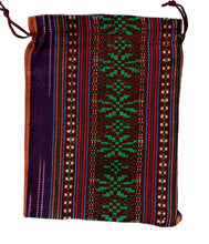 Încărcați imaginea în Galerie, Saculet din Textil Motive Traditionale Taranesti Populare Mov, Visiniu, Portocaliu 17 cm vertical
