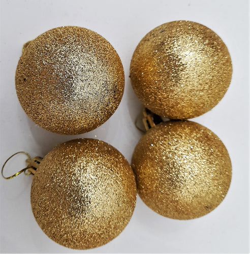 Set Globuri de Craciun Uniculoare Aurii Gliterate pentru Pom 5.50 cm