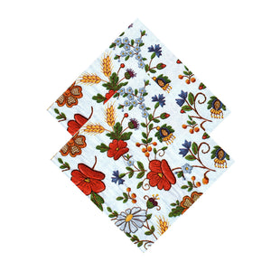 Servetele de Masa Motive Traditionale Broderie Maci Rosii si Flori de Camp 5 buc 33x33 cm