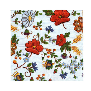 Servetele de Masa Motive Traditionale Broderie Maci Rosii si Flori de Camp 5 buc 33x33 cm