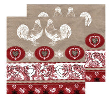 Încărcați imaginea în Galerie, Servetele de Masa cu Motive Traditionale Polska Folk Bordura Inimi si Cocosi Set 5 buc 33x33 cm
