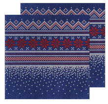 Încărcați imaginea în Galerie, Servetele de Masa Motive Traditionale Broderie Tricot Pulover Albastru-Negru Set 5 buc 33x33 cm