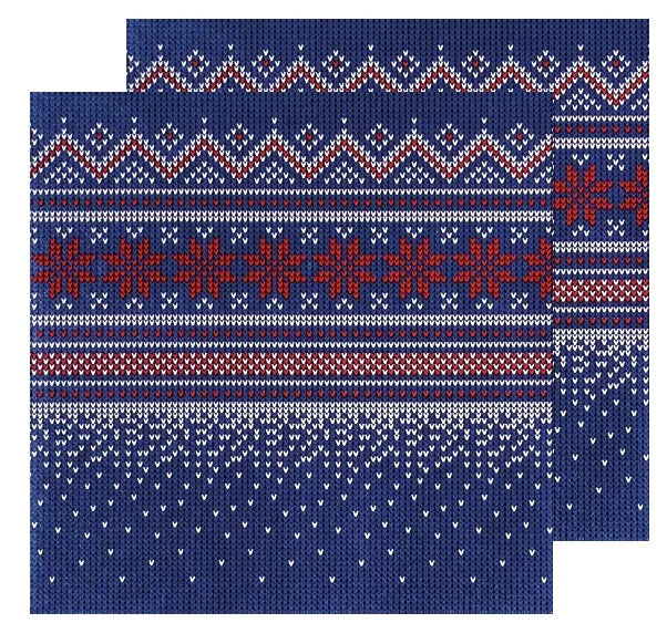 Servetele de Masa Motive Traditionale Broderie Tricot Pulover Albastru-Negru Set 5 buc 33x33 cm