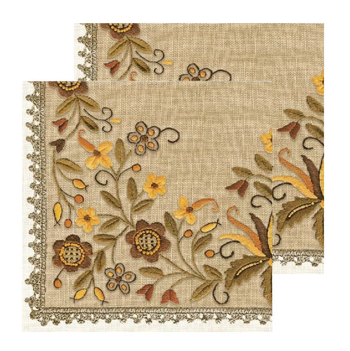 Set Party Servetele cu Motive Traditionale Tapet Broderie Traditionala Populara Fata de Masa Maro Set 5 buc 33x33 cm