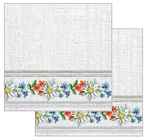 Servetele Masa Motive Traditionale Broderie Bordura Floare de Colt Bavarian Grey Set 5 buc 33x33 cm