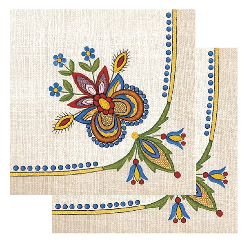 Set Party Servetele cu Motive Traditionale Tapet Broderie Traditionala Populara Multicolora de Clopotei Set 5 buc 33x33 cm Tehnica decoupage