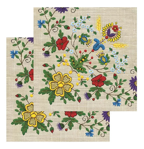 Set Party Servetele cu Motive Traditionale Tapet Broderie Traditionala Populara Kociewski Multicolora Set 5 buc 33x33 cm