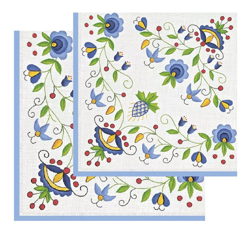 Set Party Servetele cu Motive Traditionale Tapet Broderie Traditionala Populara Pucki Multicolora Set 5 buc 33x33 cm Tehnica Decoupage