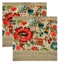 Încărcați imaginea în Galerie, Set Party Servetele cu Motive Populare Traditionale Broderie Populara Broderie Covor de Maci Rosii Crem 5 buc 33x33 cm