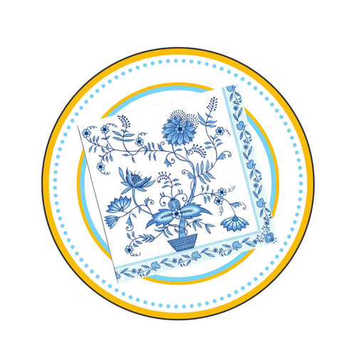 Servetele de Masa cu Imprimeu Delft Blue Vaza de Flori Set Pachet 5 buc 33x33 cm