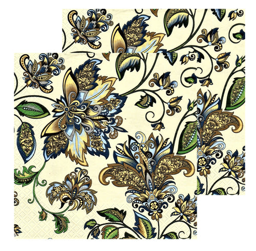 Servetele Decorative de Masa din Hartie Imprima Hindi Gold Pattern Set 10 buc 33x33 cm