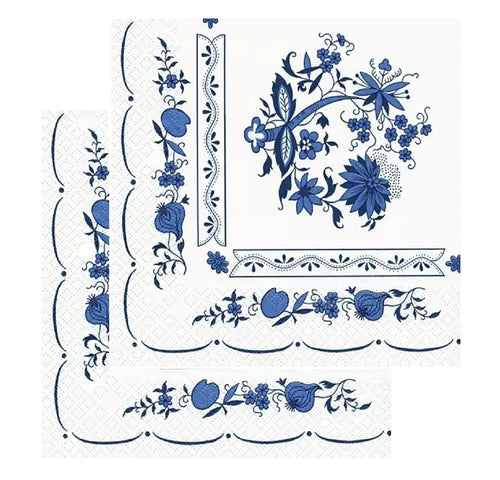 Pachet de Servetele Decorative de Masa din Hartie Imprima Delft Blue Zwiebelmuster Set Pachet 10 buc 33x33 cm Accesorii party Petrecere
